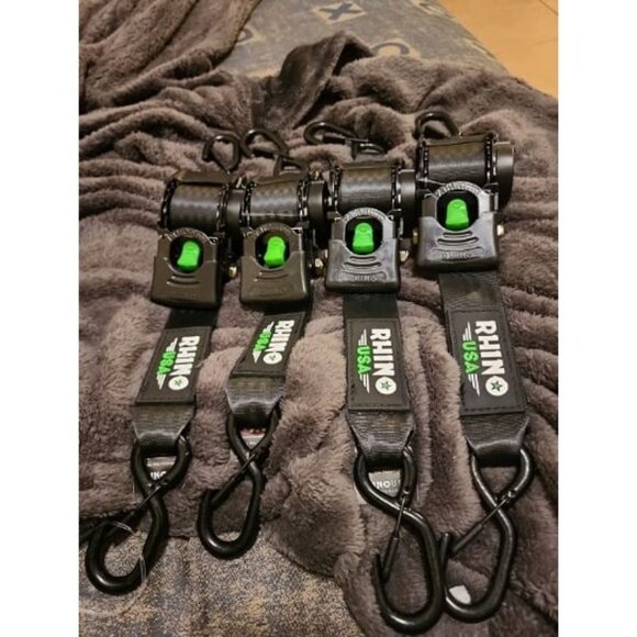 USA Retractable Ratchet Tie Down Straps (4PK) - 1,209lb Max Break Strength - Picture 1 of 1